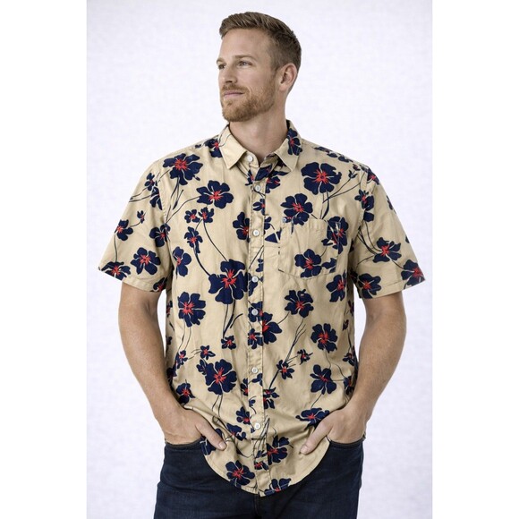 Hurley Other - Hurley Hawaiian Floral vacation Cotton pocket Button-Up Shirt Short Sleeve XL